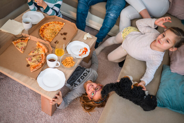 family enjoying fast food from a fast food property investment