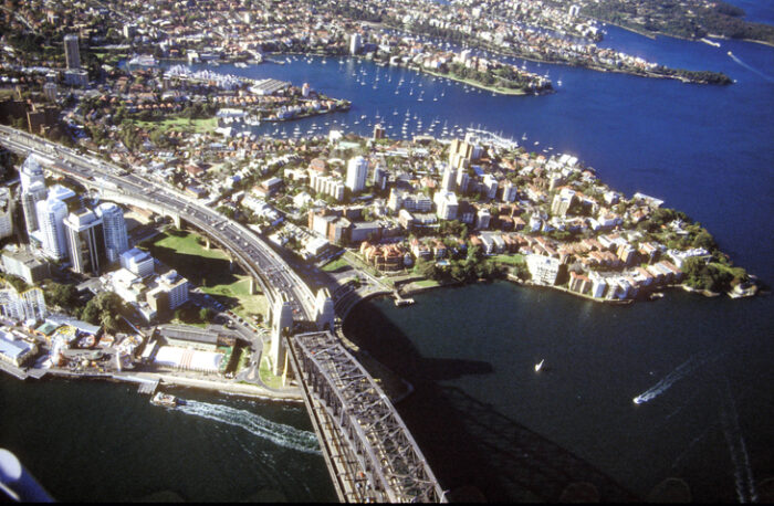 Sydney property market landscape aerial view 1990s