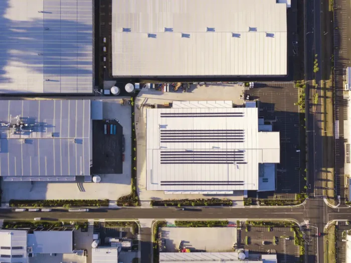 Drone view of industrial property in Australia.